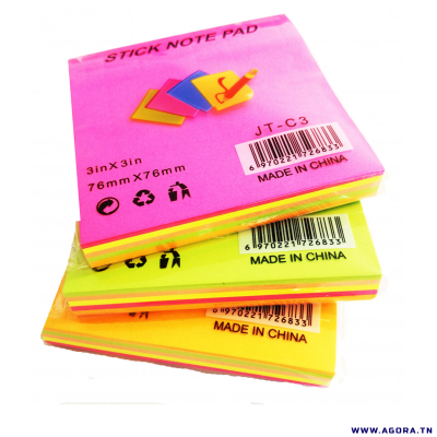 STICK NOTE 100 FEUILLES | COULEURS ASSORTIES