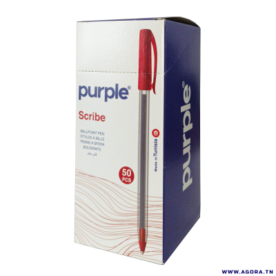 PACK DE 50 STYLOS À BILLE POINTE SCRIBE PURPLE | 1,0 MM | ROUGE | agorav1.pi2r-dev.tech