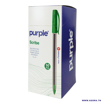 PACK DE 50 STYLOS À BILLE POINTE SCRIBE PURPLE | 1,0 MM | VERT |agorav1.pi2r-dev.tech