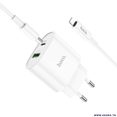 CHARGEUR HOCO C95A 2 PORTS TYPE-C VERS LIGHTNING BLANC | agorav1.pi2r-dev.tech