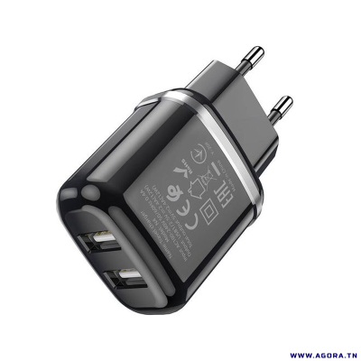CHARGEUR HOCO N4 2 PORTS USB VERS IPHONE | NOIR