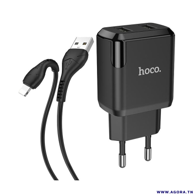 CHARGEUR HOCO N7 2 PORTS USB VERS MICRO USB | NOIR | agorav1.pi2r-dev.tech