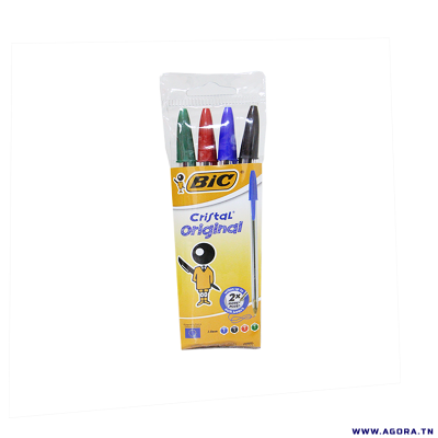 POCHETTE DE 4 STYLO A BILLE  BIC CRISTAL ORIGINAL | agorav1.pi2r-dev.tech