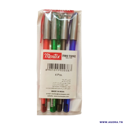 POCHETTE DE 4 STYLOS A BILLE TOW TONE MONTEX | agorav1.pi2r-dev.tech