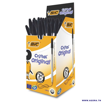 BOITE DE 50 STYLO BIC CRISTAL ORIGINAL | NOIR | agorav1.pi2r-dev.tech