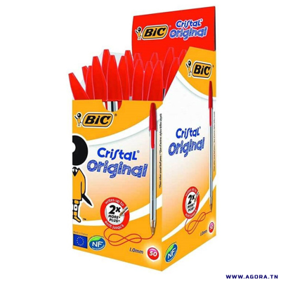 BOITE DE 50 STYLOS BIC CRISTAL ORIGINAL  | ROUGE | agorav1.pi2r-dev.tech