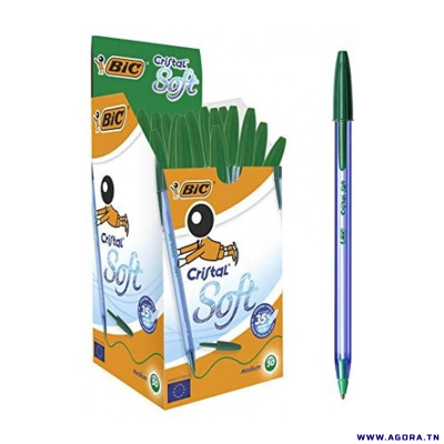 BOITE DE 50 STYLO BIC CRISTAL SOFT | VERT | Agora