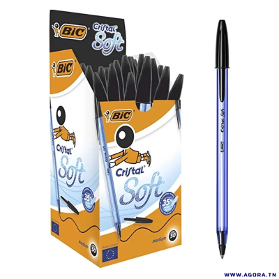 BOITE DE 50 STYLOS BIC CRISTAL SOFT | NOIR | agorav1.pi2r-dev.tech