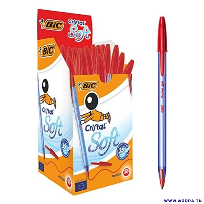 BOITE DE 50 STYLO BIC CRISTAL SOFT | ROUGE | agorav1.pi2r-dev.tech