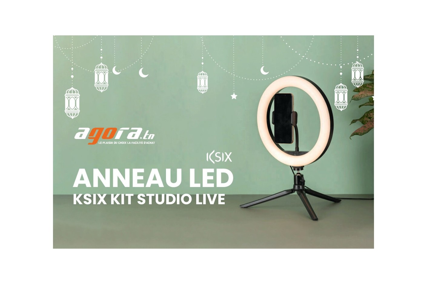  مع هاتفك الذكي Meilleur Anneau LED Ksix Kit Studio Live avec Trépied