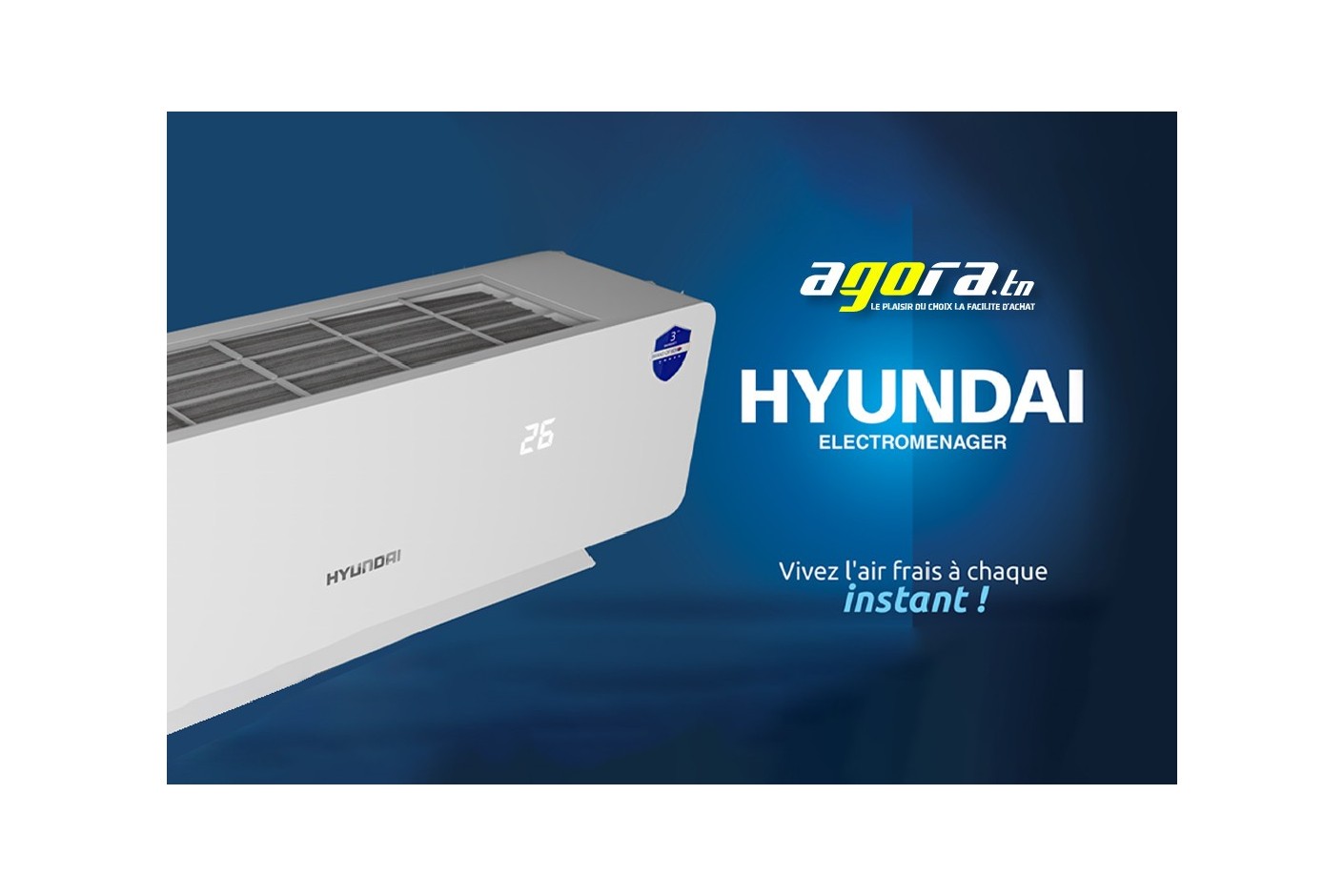 Climatiseur Hyundai Tunisie 9000 BTU chaud & froid